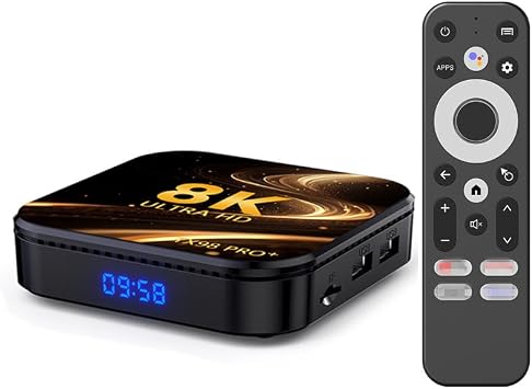 CHROX Android 14.0 TV Box, TX98 PRO + Smart TV Box RK3258 Quad-Core 64-Bit ARM Cortex-A53 Support 8K/4K 2.4/5.0Ghz WIFI BT4.0 100/1000M Ethernet HDMI 2.0 H.265 Set Top Box,4GB+64GB