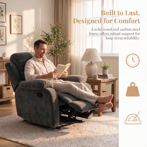 Image of Manual Single Lounge Recliner Chair with Adjustable Backrest, Gray