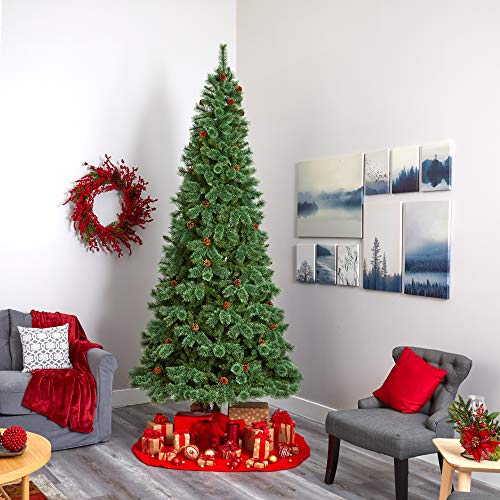 Nearly Natural 10ft. White Mountain Pine Artificial Christmas Tree with 850 Clear LED Lights and Pine Cones by Nearly Natural - Image 8