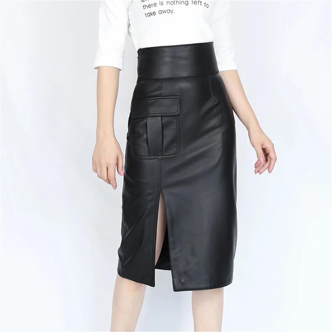 Damskie długie spódnice z prawdziwej skóry z wysokim stanem Lady Split Sexy Wrap Pencil Maxi Spódnica