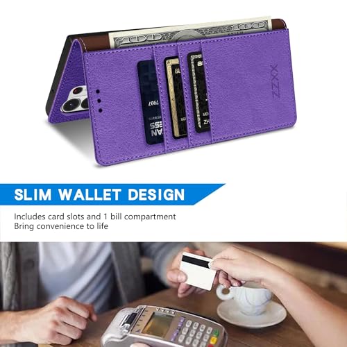 ZZXX for Galaxy S26 Ultra Wallet Case Magnetic Closure 6.8 inch,Purple - image 4