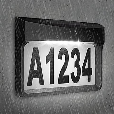 DEEPLITE House Number Sign Address Plaque for House Solar Powered Bright LED Illuminated Door Numbers Lighted Waterproof Outside Address Signs Lighted Up for Home Garden Yard Street Cover