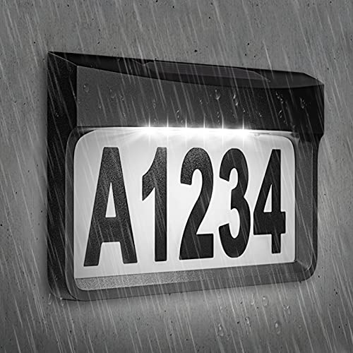 DEEPLITE House Number Sign Address Plaque for House Solar Powered Bright LED Illuminated Door Numbers Lighted Waterproof Outside Address Signs Lighted Up for Home Garden Yard Street.