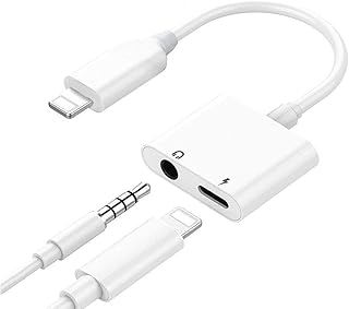 Headphone Jack Adapter for iPhone Car Charger 3.5mm Aux Earphone Audio Splitter and Charge Connector for iPhone 7/8/X/7 Plus/8 Plus/XS MAX Support Jack Dongle Converter and Charger Compatible All iOS