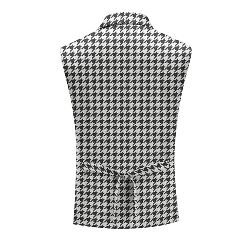 Cloudstyle Mens Suit Vest Houndstooth Plaid Business Formal Dress Slim Fit Waistcoat2