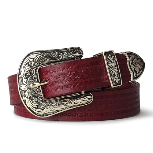 Image of 25mm Genuine Leather Waist Belt for Women - Fancy Vintage Buckle Belt For Jeans | Stylish Adjustable Party Belt For Ladies /Girls /Women | Waist Size 28-44 Inches