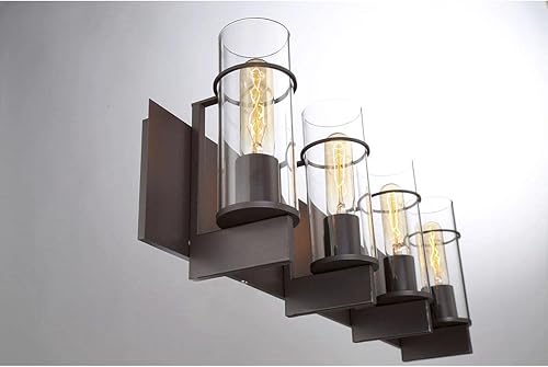 Miniatura 9 de Eurofase 34136-044 Pista - Moderno cilindro de vidrio transparente para baño, montaje en pared, con clasificación húmeda, 5 luces, 300 vatios en