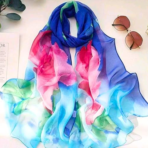 Chiffon Scarf for Women, Sheer Scarf, Light Scarf, Long Chiffon Lightweight, Silky Scarves Gradient See Through2