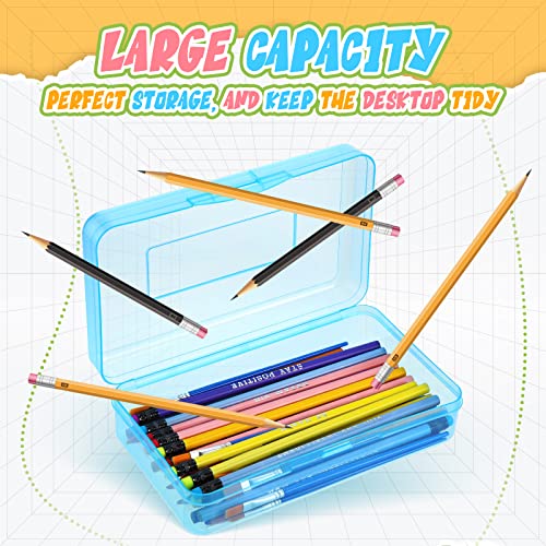 Image of Patelai 24 Pack Pencil Box for Kids 8.3x4.7x2.4 Plastic Clear Pencil Case Bulk Crayon Boxes with Snap Tight Lids for Classroom School Students (Colorful)
