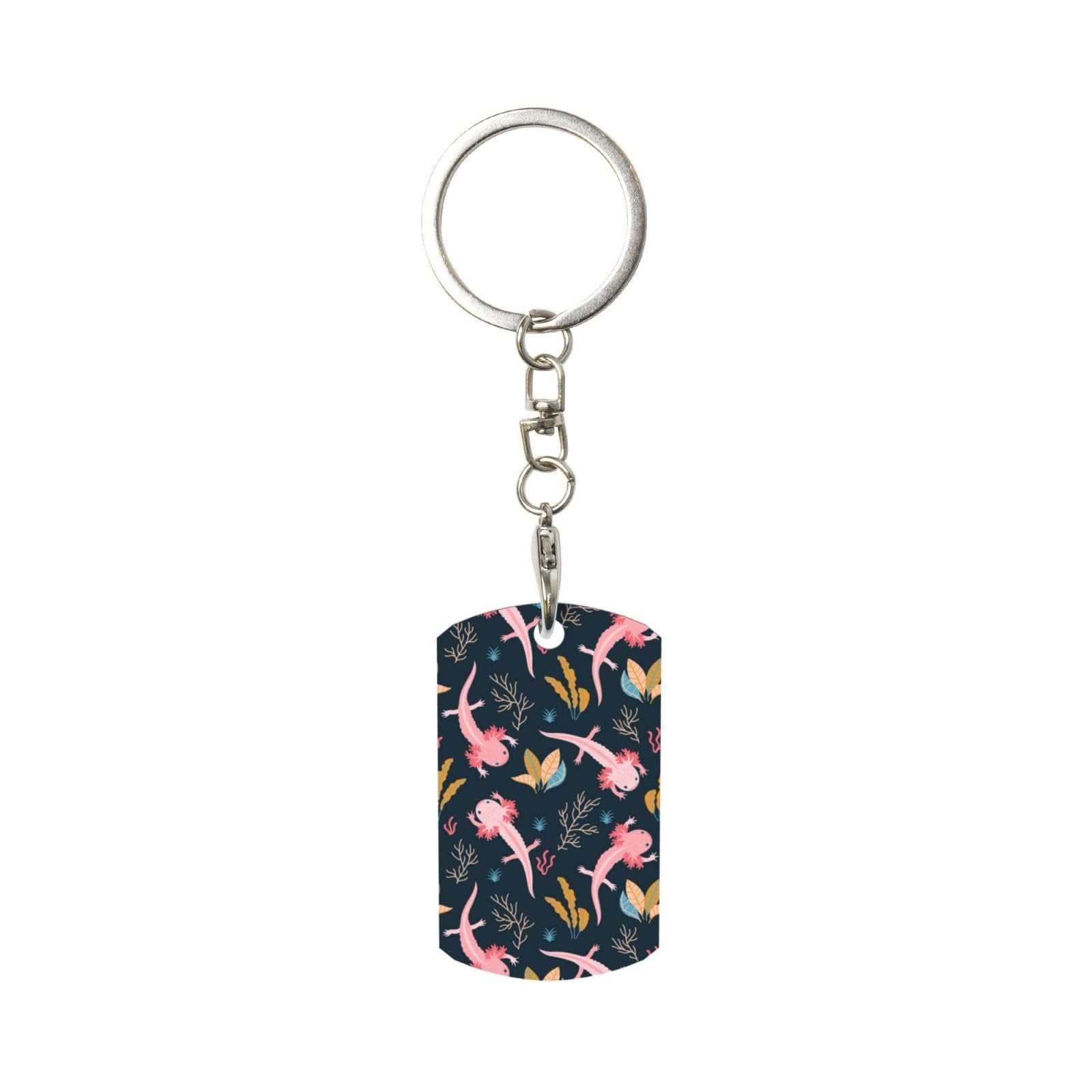 Inomak Unisex As Picture Cute Axolotls, Rectangular Metal Keychain, Metal Keychains Keyring Key Chain Ring Holder Organizer 1 Pc