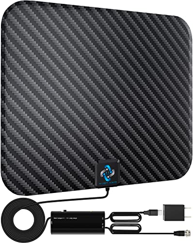 Image of Amplified HD Digital TV Antenna Long 200 Miles Range - Support 4K 1080p Fire tv Stick and All TV's - Indoor Smart Switch Amplifier Signal Booster - 18ft HDTV Cable /AC Adapter