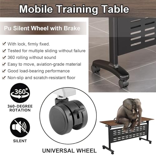 Conference Room Table 8 Pack, Modern Folding Training Tables with Flip Top, Mobile Table with Four Locking Wheels, Executive Desk for Meeting Room, Office, Classroom 55.1”x21.65”x29.5”