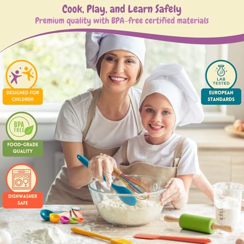 Jimadreams Montessori Kids Baking Set with Safe Knives - Real Cooking Utensils & Toddler Knife Set for Chopping - Kids Cooking Set, Mini Chef Tools, Kitchen Kit for Boys & Girls - Gift Age 3+ - Image 3