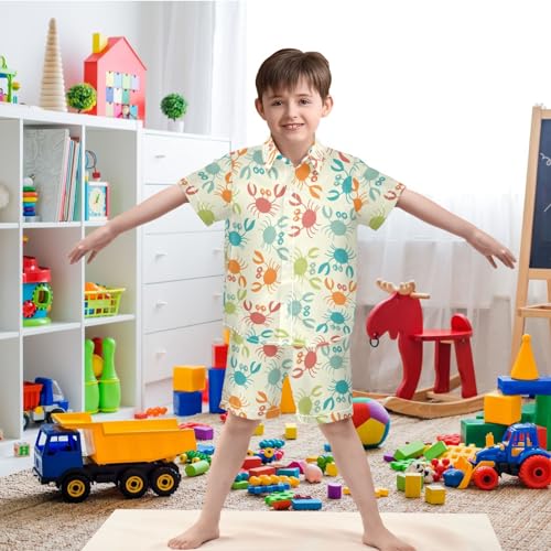 Image of visesunny Boy Floral Short Sleeve Button Down Shirt & Casual Shorts Set Summer Outfits 3-10 Years Clothes