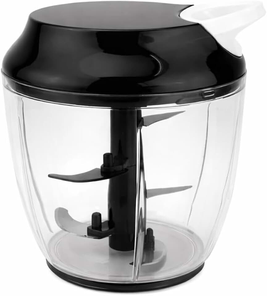 Processador Triturador Grande de Alimentos 900ml com 5 Lâminas Manual, Tritura Cebola, Alho, Temperos e Legumes para Cozinha