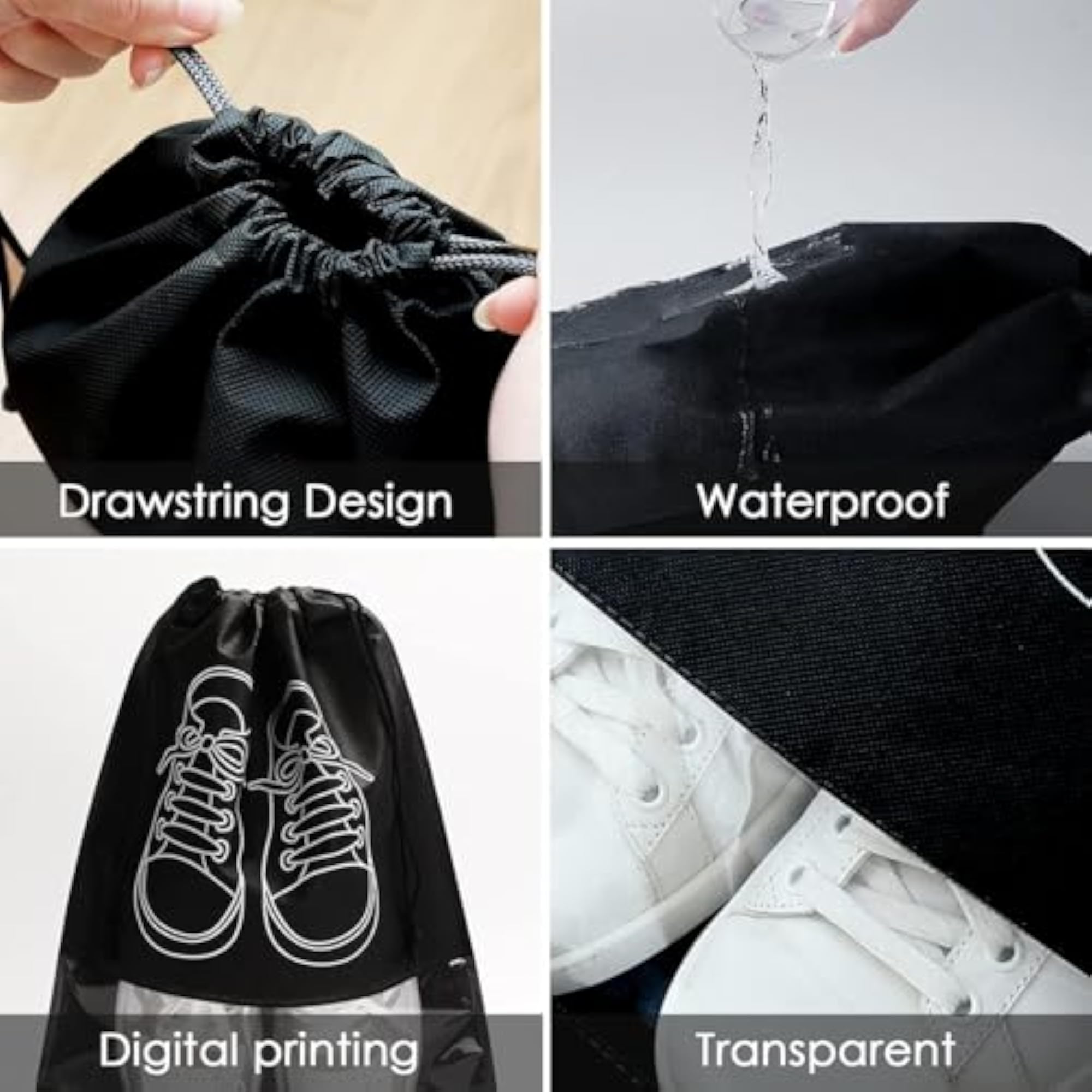 Travel Shoe Bag Non-Woven, Large Portable Waterproof (Pack of 6)