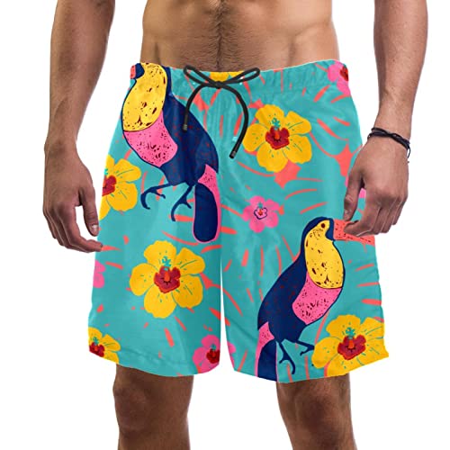 Maillots de bain pour hommes toucans floraux à séchage rapide