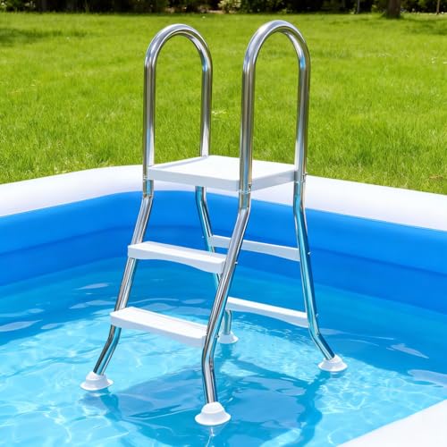 Escalera para piscina altura 32" 2 pasos acero inox miniatura 1