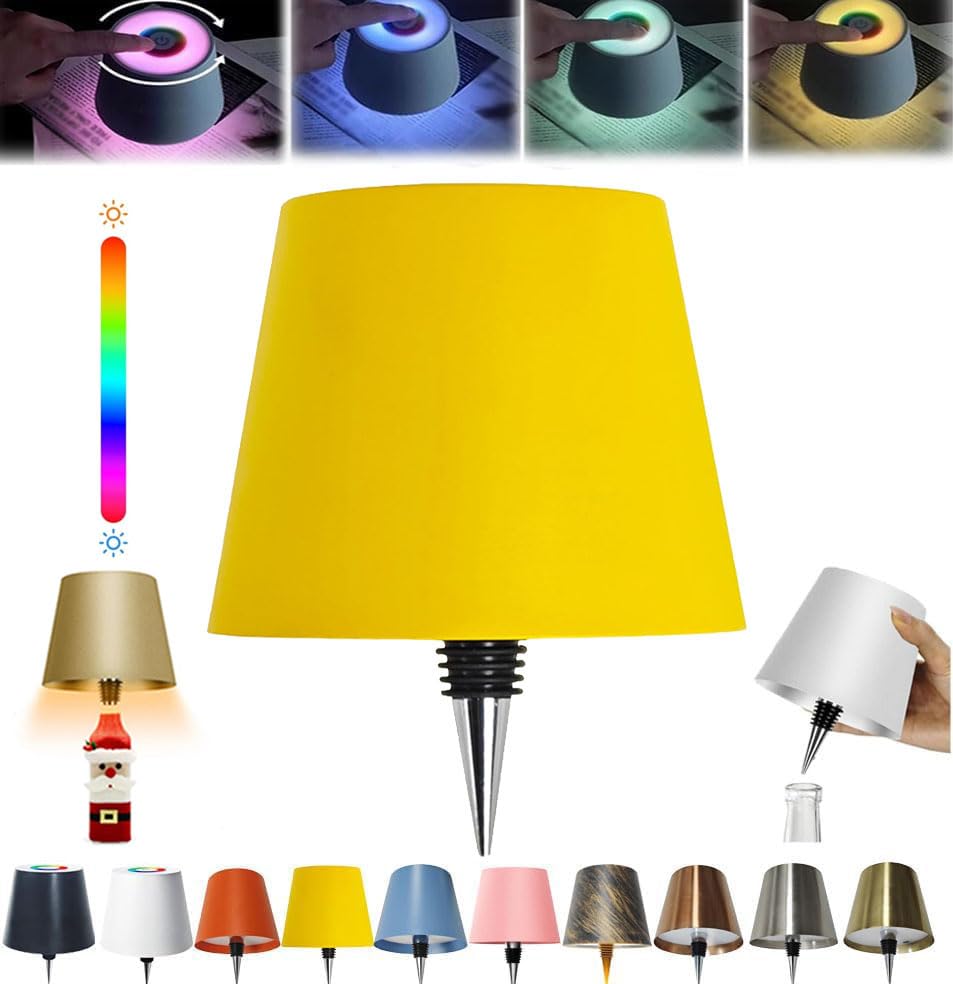 oddmmo Wireless Bottle Lamp, 2024 New Wireless Wine Bottle Light with Colorful Dimming, Rechargeable Touch Control Wine Bottle Lights, New LED Desk Lamp for Bedroom, Restaurant & Bar