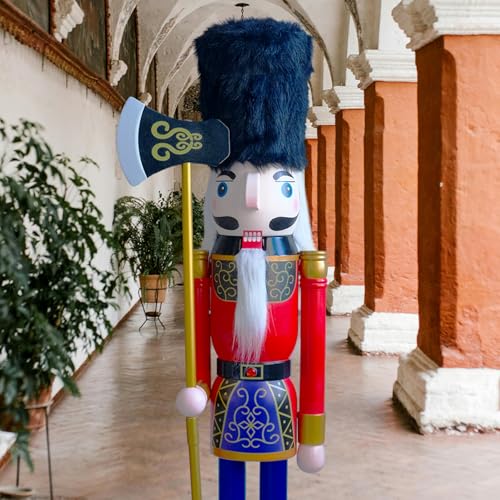 Nussknacker Figur 180 cm 30 CDL Nussknacker-Soldat auf Ständer, 180 cm, Rot / Blau