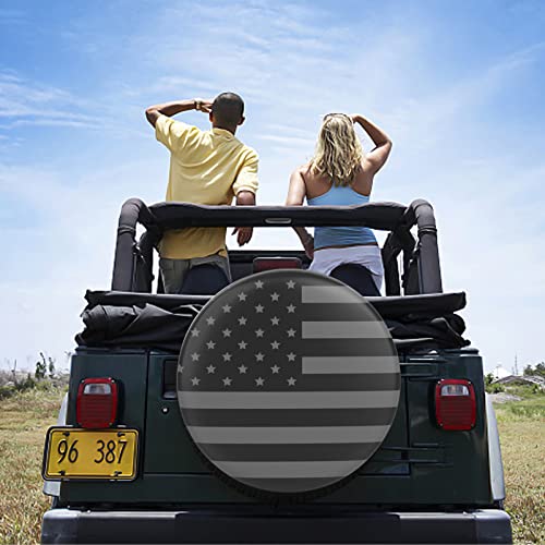 Image of Spare Tire Cover for RV Trailer, Waterproof Leather Wheel Cover with American USA Flag, Camper Spare Tire Cover Fit for Jeep Wrangler Rv SUV Truck Travel Trailer 16 inch