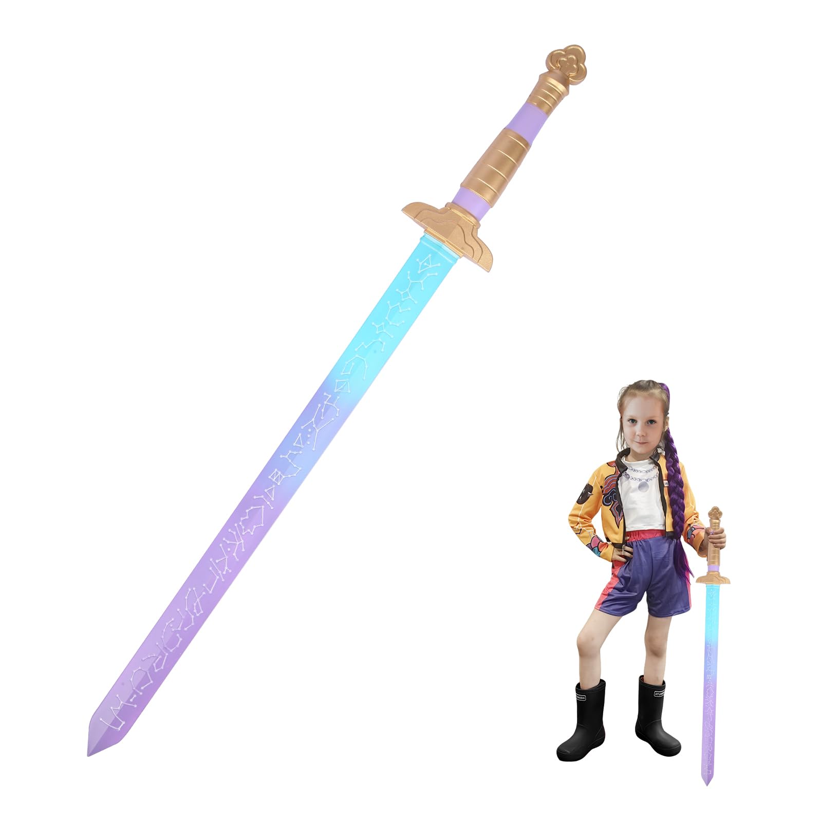 32 Inch One-Piece Flexible & Sturdy Sword Prop with Blue-Purple Gradient, Costume Accessory for Cosplay & Halloween, Gradual Change, 32"