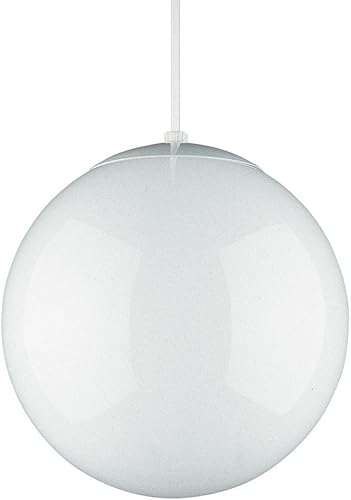 Generation Lighting 6020-15 Leo Globe - Lámpara colgante de una sola luz moderna, 10 pulgadas, acabado blanco