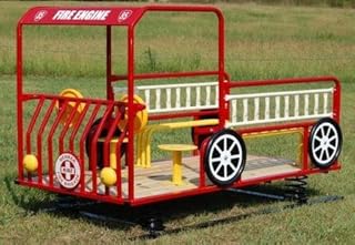 BT-8002-STW Fire Engine with Springs Treated Wood Floor Rides
