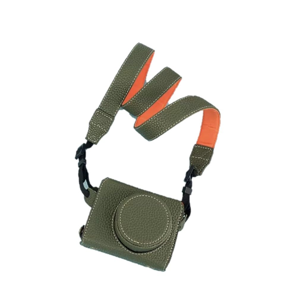 Etui na aparat Green Lychee tłoczona skóra PU ochronna na całą obudowę przednia obudowa z półobudową podstawową obudowa do aparatu Canon Powershot G7X Mark III, ZIELONY, Etui na aparat