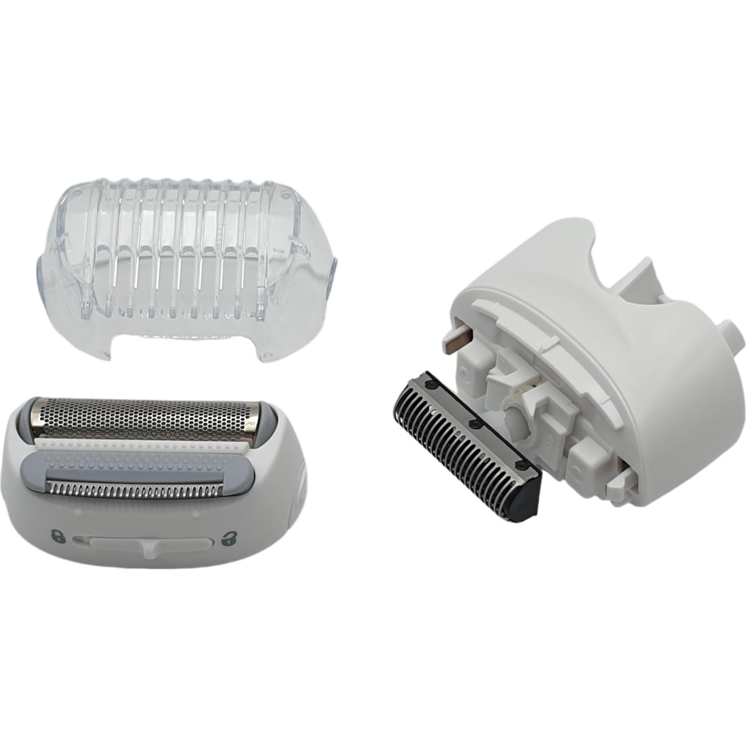 Rasieraufsatz kompatibel mit Braun Silk-épil 5 7 9 Xpressive, weiß, Artikelnummer 67030799, kompletter Kopf mit Scherfolie und Messer, für Typ 5340 5375 5376 5377 5378 5390 5391 5392