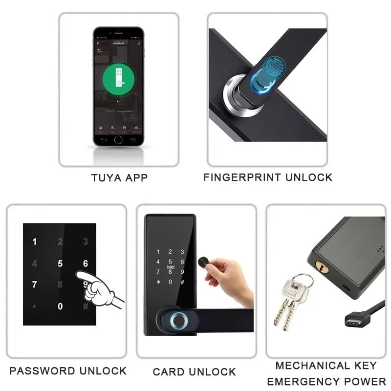 Serrure empreinte digitale Smartlife avec poignée réversible et code tactile