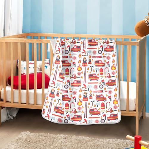 Image of Baby Blankets for Baby Boy and Girl Soft Warm Crib Receiving Blanket for Toddler and Infant 30X40in Firefighter Elements Pattern