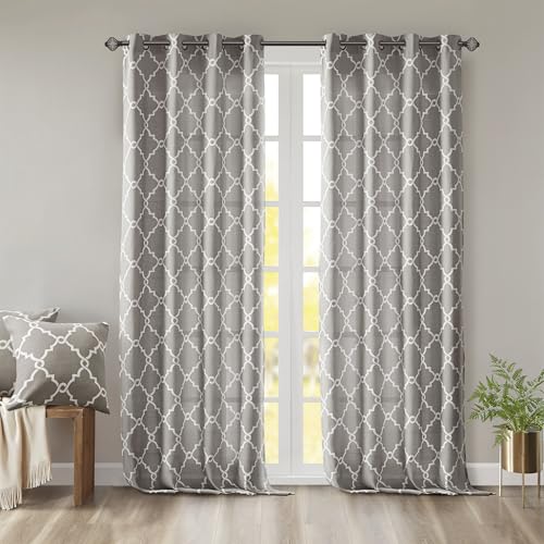 Madison Park Saratoga Rideau de fenêtre filtrant la lumière avec imprimé chantourné 1 Panneau de Rideaux à œillets pour Salon, Chambre à Coucher et...