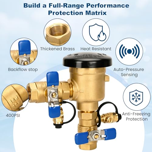 Image of UPGRADED 3 /4 inch Pressure Vacuum Breaker, 400 PSI Max Backflow Preventer Value with Pre-Applied Sealant (No Teflon Tape Needed), Thickened Brass Backflow Value for Irrigation & Plumbing