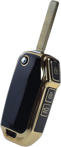 Miniatura 7 de ontto Carcasa para llavero de 3 botones con llavero compatible con control remoto plegable Kia Flip, carcasa duradera de TPU para Forte Seltos Soul