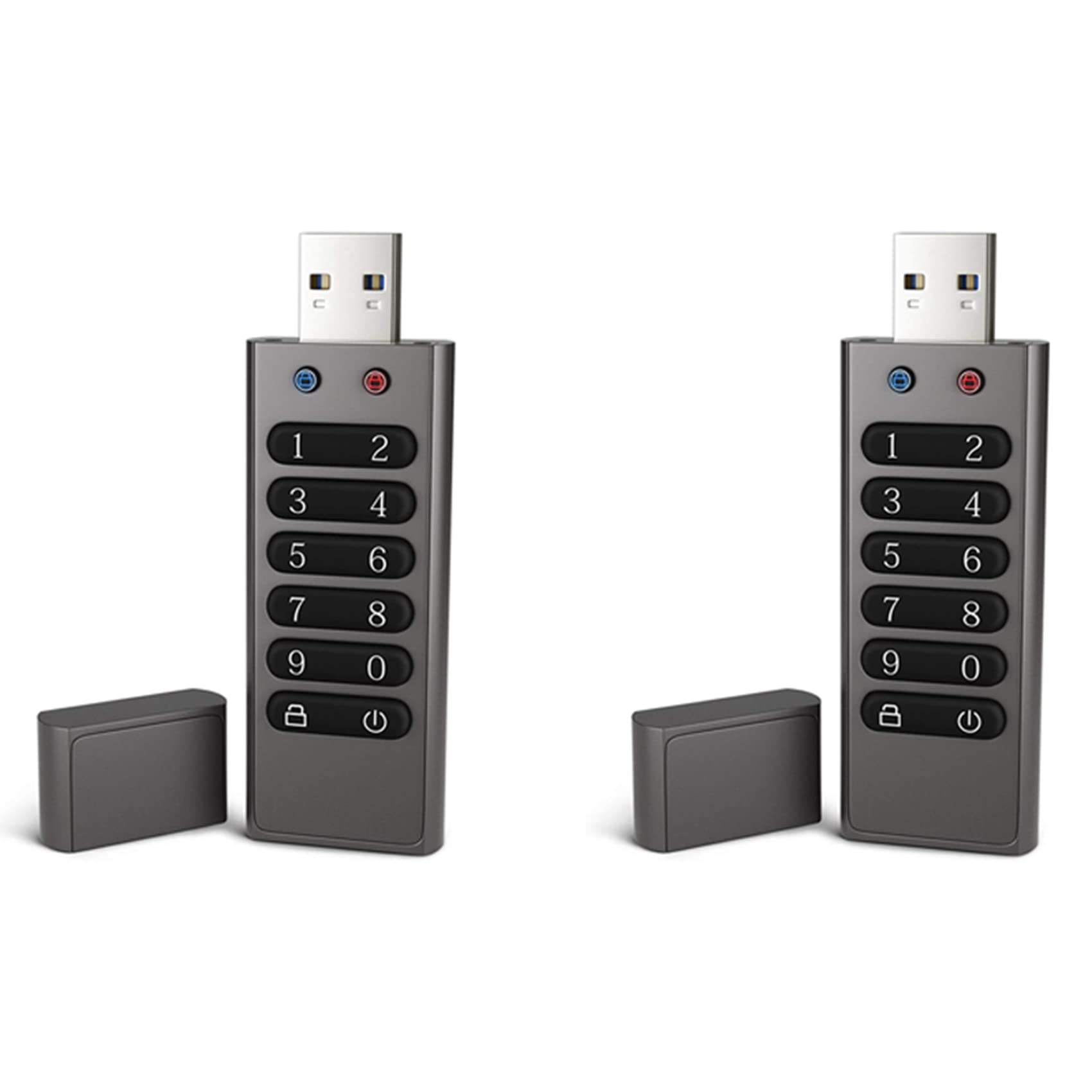 2X Sicheres USB Laufwerk, 32GB Verschlüsseltes USB Flash Laufwerk Hardware Passwort Erinnerung Stick mit Tastatur U Disk Flash