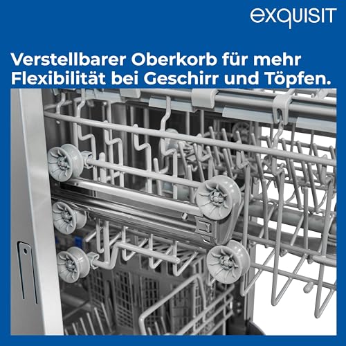 Exquisit START Einbaugeschirrspüler 45 cm, Teilintegriert, 9 Maßgedecke, 9 Liter, Startzeitvorwahl, ECO-Modus, EGSP51009-EB-030E inox