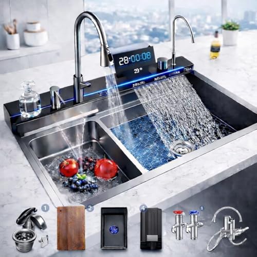 Évier à cascade multifonctionnel pour optimiser l'espace et le lavage - 2
