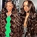 Dochuman 30inch Chocolate Brown Lace Front Wig Human Hair 13x6 Hd Lace Frontal Wigs Human Hair 200 Density Body Wave Wig Glueless Chocolate Brown pre Plucked Colored Wigs for Women