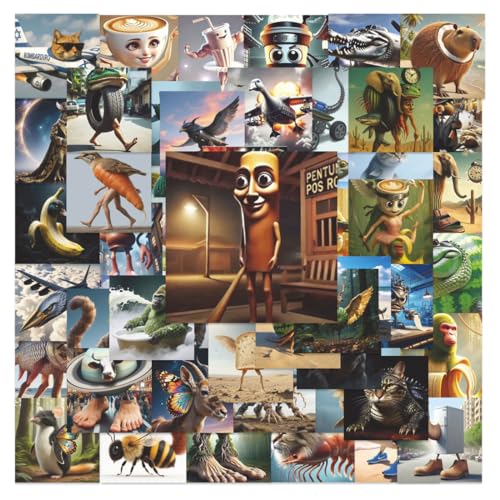 UENXRXE Juego De 63 Pegatinas Italianas Vinilo Para Botellas Agua,Portátiles,Teléfonos Móviles,Tecnología y Regalos De Fiesta,Inspirados En Tung Tung Tung Sahur