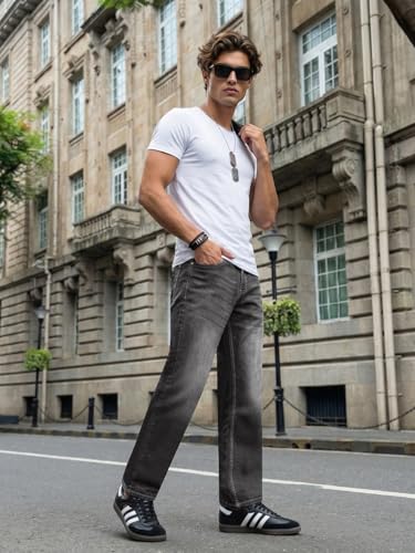 Image of Urbano Fashion Men's Relaxed Fit Washed Denim Jeans Non-Stretchable