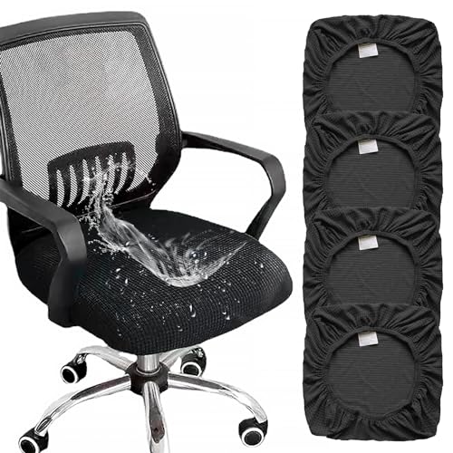 Nizirioo 4 Piezas Funda para Silla De Oficina, Fundas para Sillas, Cubierta De La Silla Fundas Elásticas para Sillas De Computadora Fundas Sillas Comedor Funda Elástica para Silla De Oficina(Negro)