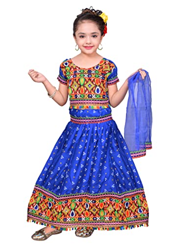 Image of AHHAAAA Kids Ethnic Cotton Blend Radha Dress Lehenga Choli Chania Choli Set Baby Girls Red