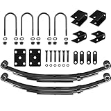 dreamdragon Single Trailer Axle Suspension Kit – 3,500 lbs 4 Leaf Spring, U-Bolts & Hangers Included