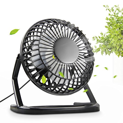 UBEGOOD Ventilatore USB, Fan su Scrivania Ufficio, Ventilatore USB Portatile da Viaggio con 360 Gradi di Rotazione per Computer, Computer Portatile, Laptop - Nero