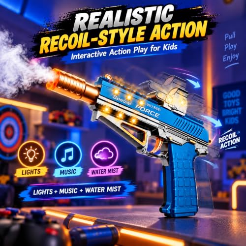 Image of Fog Gun for Kids Realistic Recoil & Cool Smoke Effect Heavy Plastic Material with Metallic Finish Sound & Lights with Water Filler Great Gift (Pack of 1 Gun) (Random Colour Dispatch)
