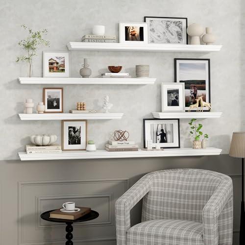 Image of 36 Inch Floating Shelves for Wall, 9.3 inchD Crown Molding Wood Display Shelf