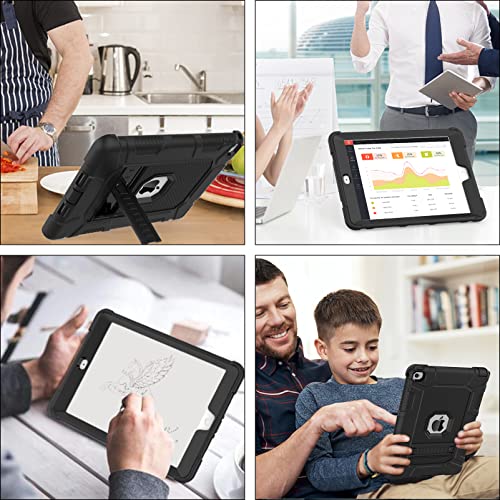 TIMISM for iPad Air 2 Case, Military-Grade Shockproof & Proof Cover with Kickstand | Heavy Duty 3-Layer Protective Case for iPad Air 2nd Generation 9.7-inch 2014 (Model A1566/A1567), Black
