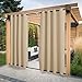 PONY DANCE Tenda da Sole per Esterno Tende Oscuranti Tenda per Porta Esterna Balcone Gazebo Giardino Tende Impermeabili con Anelli Tenda per Porta Tenda Oscurante 2 Pezzi 132x213 CM