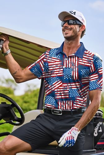 Camiseta polo patriótica para hombre de Herberton, con diseño de bandera estadounidense, ideal para el 4 de julio y golf (tallas S-3XL) miniatura 3